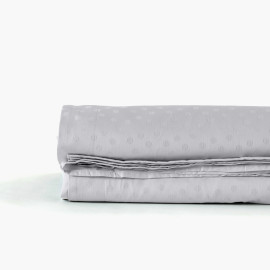 Prestige tourterelle jacquard cotton satin bed sheet with polka dots and stripes