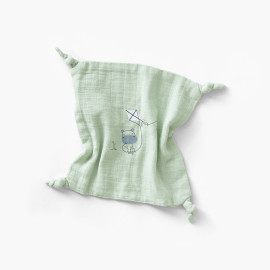 Dandine water green organic cotton muslin cuddly toy