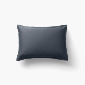 Prestige night blue rectangular pillowcase, satin cotton jacquard, polka dots and stripes