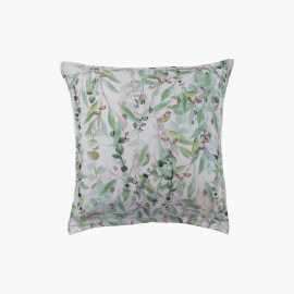 Square pillow case in pure washed organic cotton with Arborea vegetable print