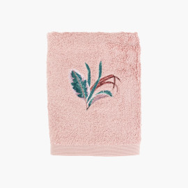 Serviette de toilette coton et viscose de bambou Calathéa rose