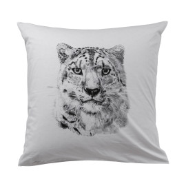 Irbis panther print square percale cotton pillow case