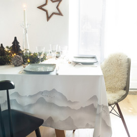 Isatis white printed cotton tablecloth