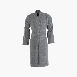 Men robe grey kimono collar Grizzli in cotton