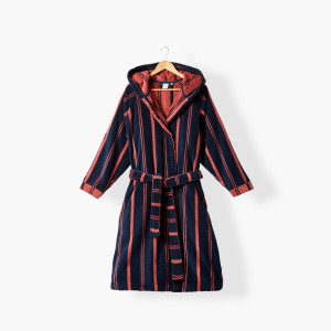 Mixed cotton hooded bathrobe Orine navy