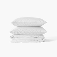 Parure de lit satin de coton lavé bio Quartz Blanc