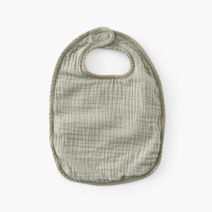 Double-sided cotton bib and cotton gauze Lino sage