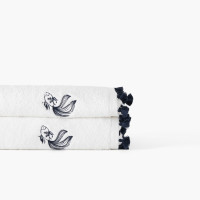 Serviette de toilette coton et viscose de bambou Demi Lune blanc