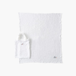 Maxi lange gaze de coton bio Jardine blanc