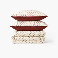 Parure de lit gaze de coton Abelia acajou floral