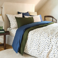 Housse de couette coton Neo kaki myrtille