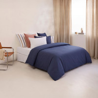 Neo navy cotton percale comforter cover