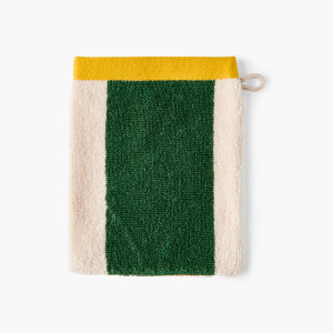 Gant de toilette coton double face Lysiris vert et orange