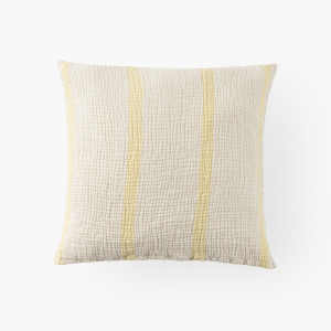 Housse de coussin gaze de coton Rythmo jaune pastel