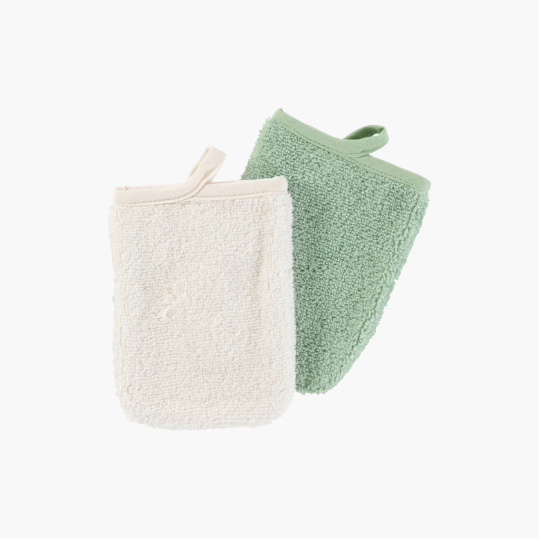 Lot de 2 gants de toilette Douceur Nature – Blanc Cerise