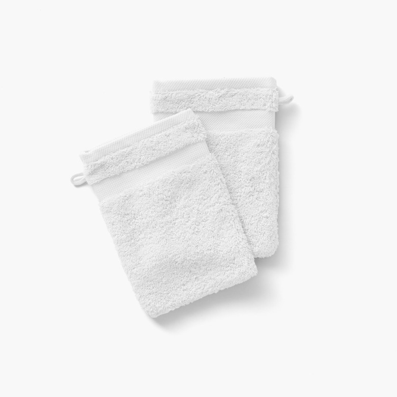 Gants de toilette en éponge 100% coton - Blanc et Couleurs