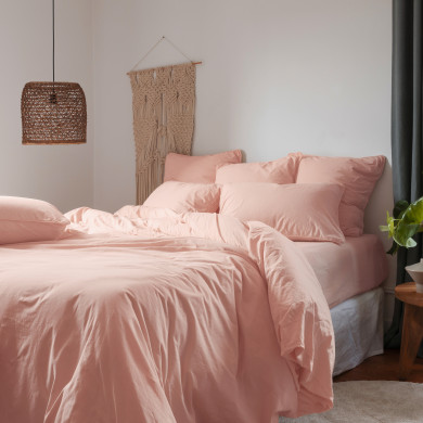 Duvet Cover Organic Washed Cotton Souffle Peach Nectar
