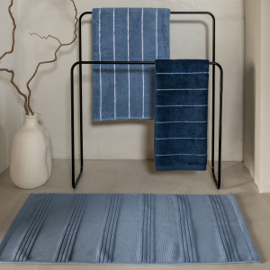 Hypnotic indigo cotton bath mat