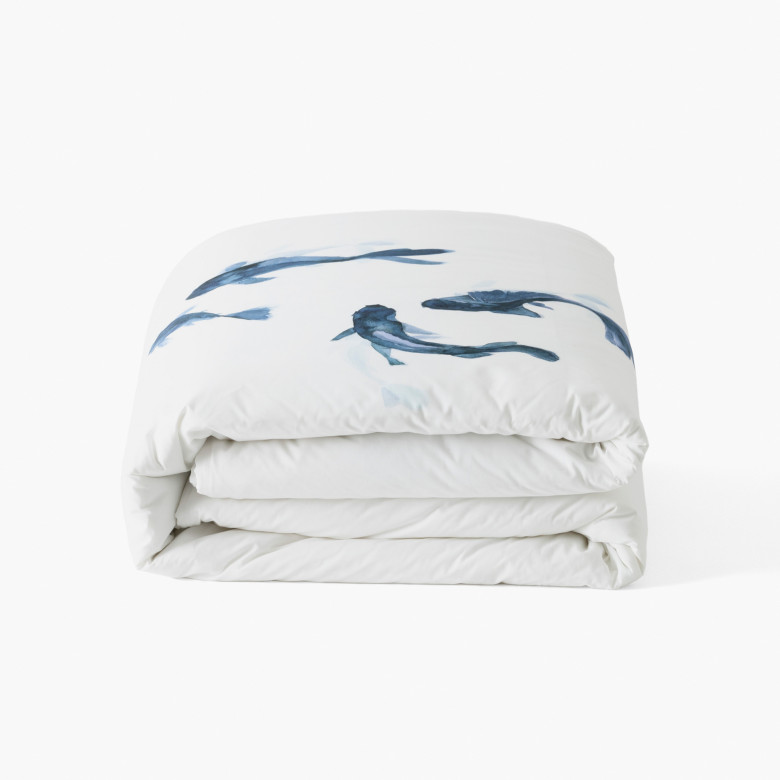 Housse De Couette Enfant Pottery Barn - Twin - Coton Bio - Motif Requins Bleu Et Blanc