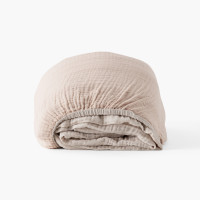Drap housse réversible gaze de coton Infini II rose poudré et beige clair