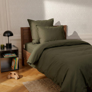 Housse de couette coton enfant Neo kaki