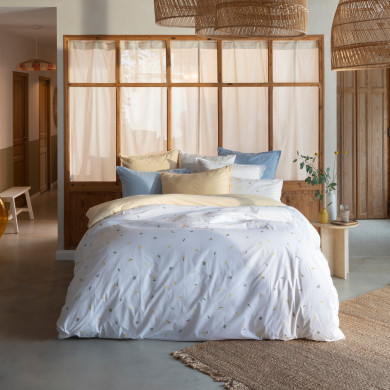 Housse de couette coton Neo blanc mimosa