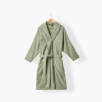Mixed cotton bathrobe Sasha sage and khaki