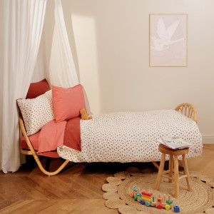 Housse de couette gaze de coton enfant Abelia acajou floral