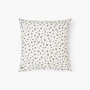Taie d'oreiller carrée coton Neo kaki myrtille