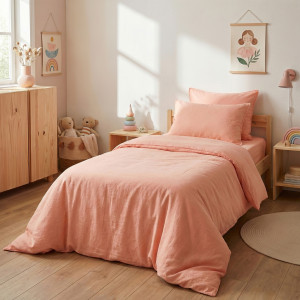 Housse de couette coton bio enfant Souffle nectar de pêche
