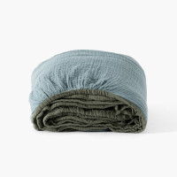 Infini khaki and celadon cotton gauze fitted sheet