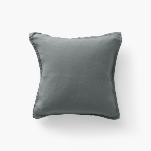 Housse de coussin lin lavé Songe kaki cendré