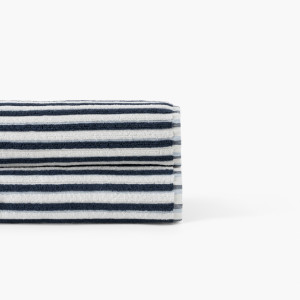 Drap de bain coton double face Combo marine et bleu ciel