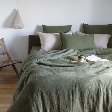 Linen and washed cotton comforter cover Songe bocage