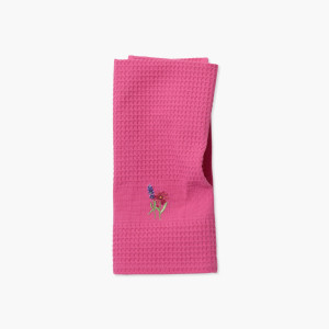 Torchon coton nid d'abeille Pistil rose