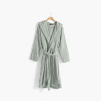 Men's bathrobe with hood, plain organic cotton Osmose lichen