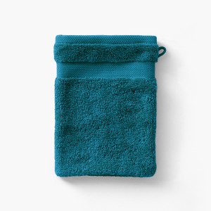 Gant de toilette coton Lola II bleu paon
