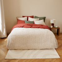 Housse de couette gaze de coton Abelia acajou floral