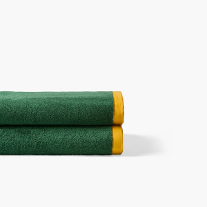 Serviette de toilette coton double face Lysiris vert et orange
