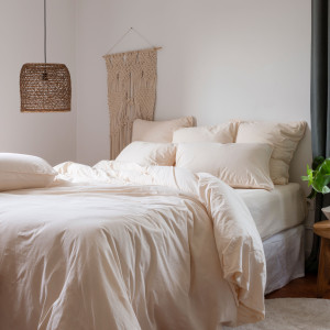 Housse de couette pur coton lavé biologique Souffle vanille