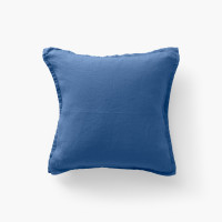 Housse de coussin lin lavé Songe bleu de chine