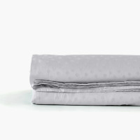 Drap de lit satin de coton jacquard pois et rayures Prestige tourterelle