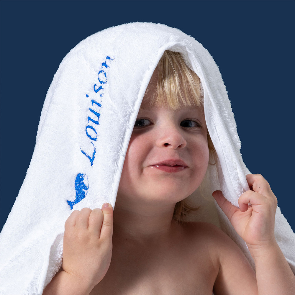 Peignoir bébé coton biologique à capuche Devine lin