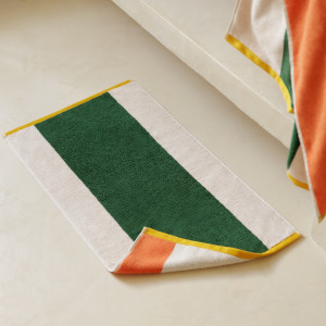 Tapis de bain coton double face Lysiris vert et orange