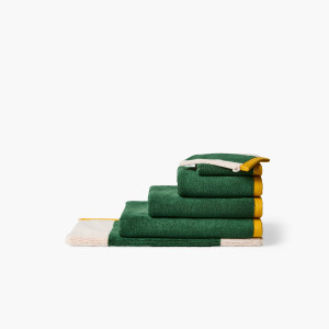 Parure de bain coton Lysiris vert et orange