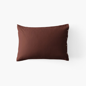 Taie d'oreiller rectangulaire satin de coton bio lavé Quartz barolo