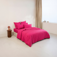 Neo magenta cotton percale duvet cover
