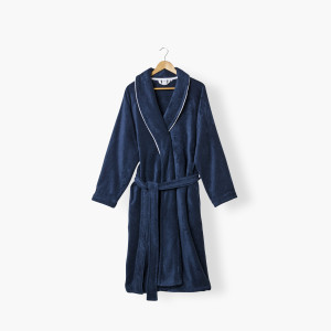 Peignoir mixte Sasha Marine et blanc coton