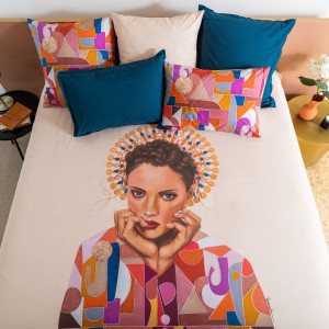 Reversible duvet cover in cotton percale Rosangela