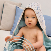 Parure de bain double face coton et gaze de coton Lino argile